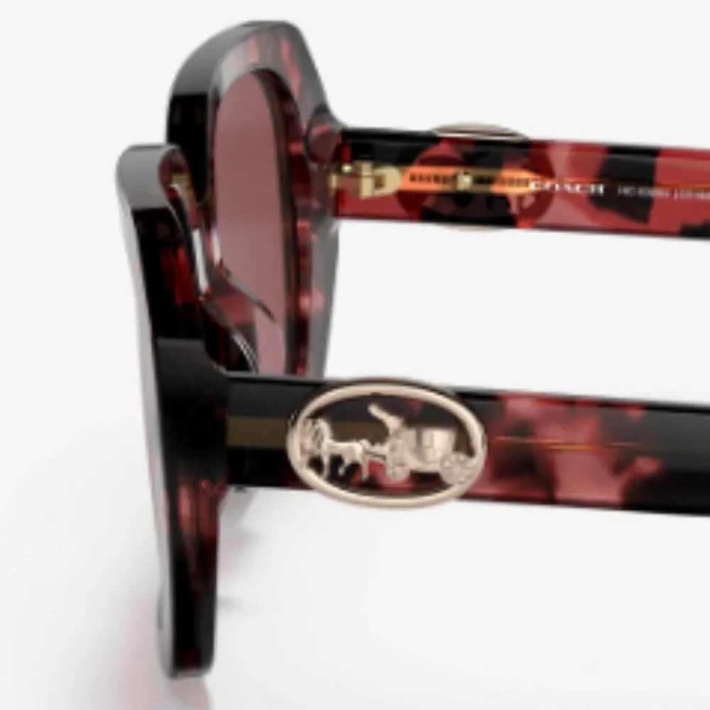 COACH Milky Wine Tortoise Oversized Rectangular Square Frame Sunglasses--NWT